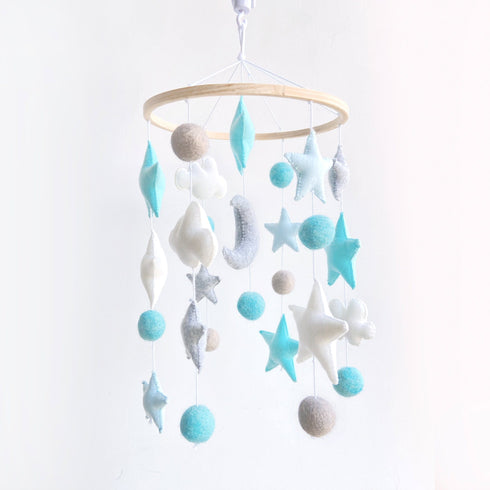 Clouds & Stars Ceiling Mobile Hanging - Blue
